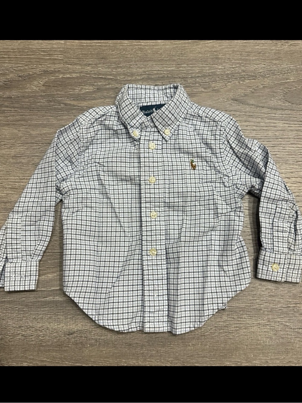 Ralph Lauren Boys Plaid Button-Down Shirt in White and Navy